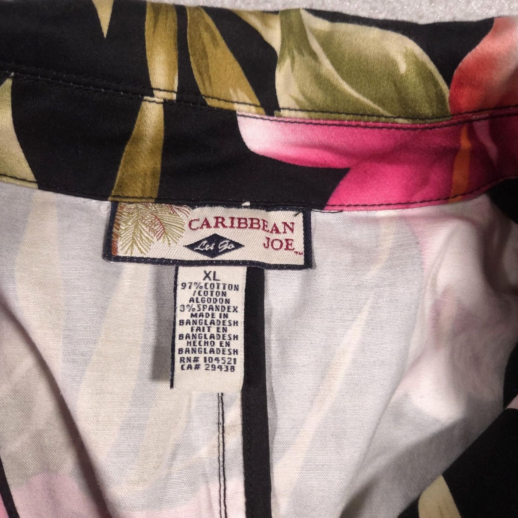 Vintage Caribbean Joe Jacket Womens XL Black Tropical Floral Print Button Front Casual Size XL / US 12-14 / IT 48-50 - 6 Thumbnail