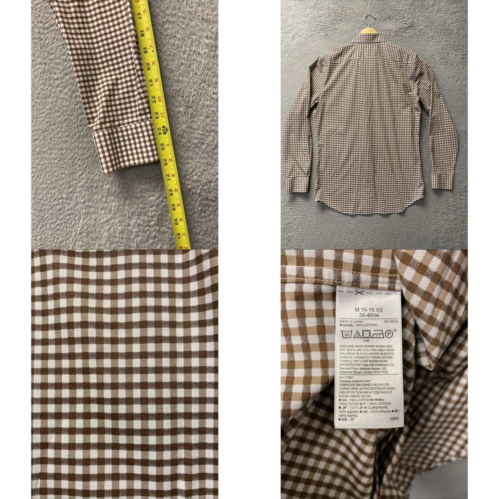Banana Republic VINTAGE Banana Republic Button-Up Shirt Mens M Tall Brown Check Stretch /0492 Size US M / EU 48-50 / 2 - 8 Thumbnail