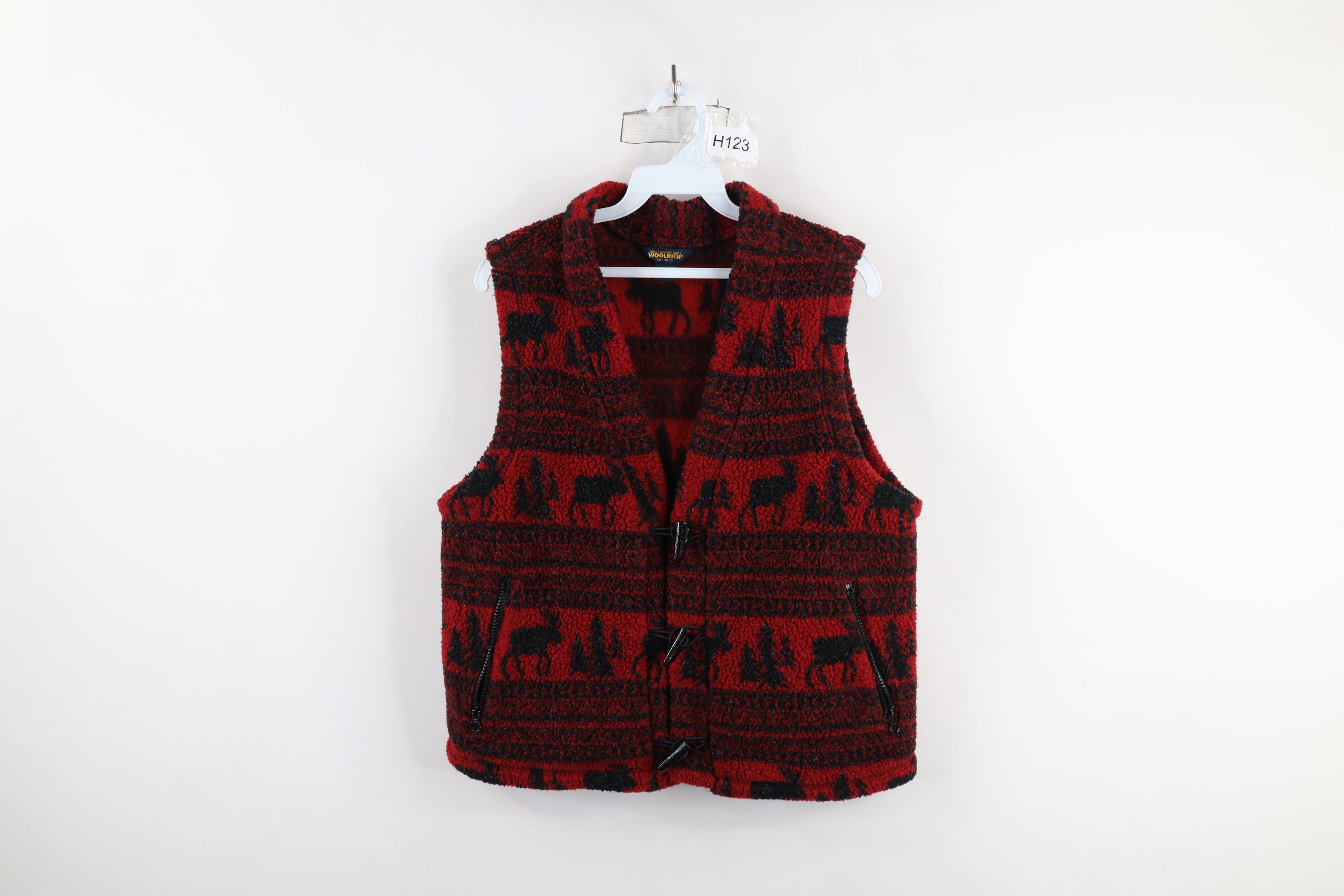 Vintage × Woolrich Woolen Mills Vintage 90s Woolrich Toggle Button Moose Tree Vest Jacket Size L / US 10 / IT 46 - 1 Thumbnail