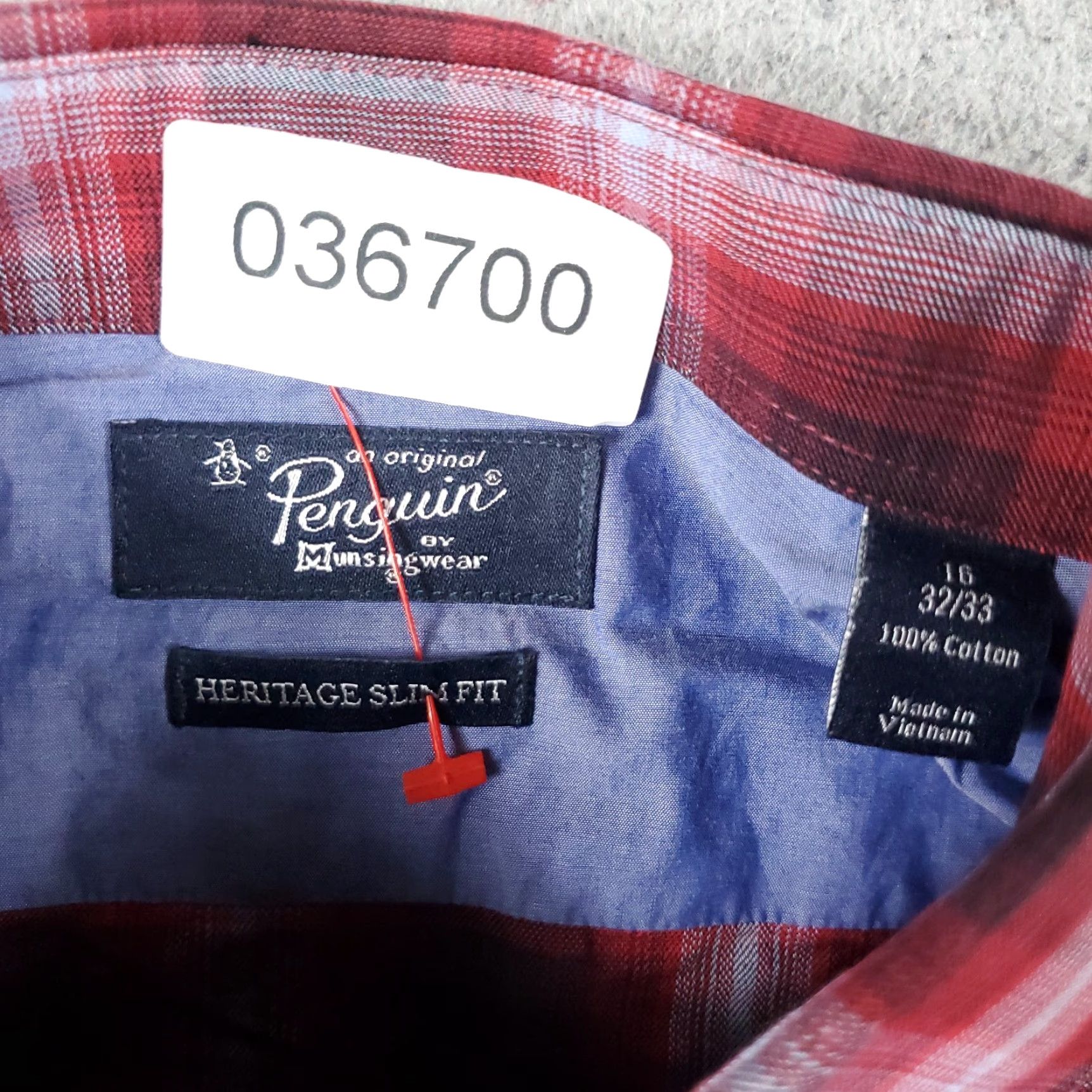 Original Penguin Original Penguin Shirt Adult Size 16 Red Plaid Dress Shirt Long Sleeve Button Up Cotton Modern Classic Mens Size 42R - 6 Thumbnail
