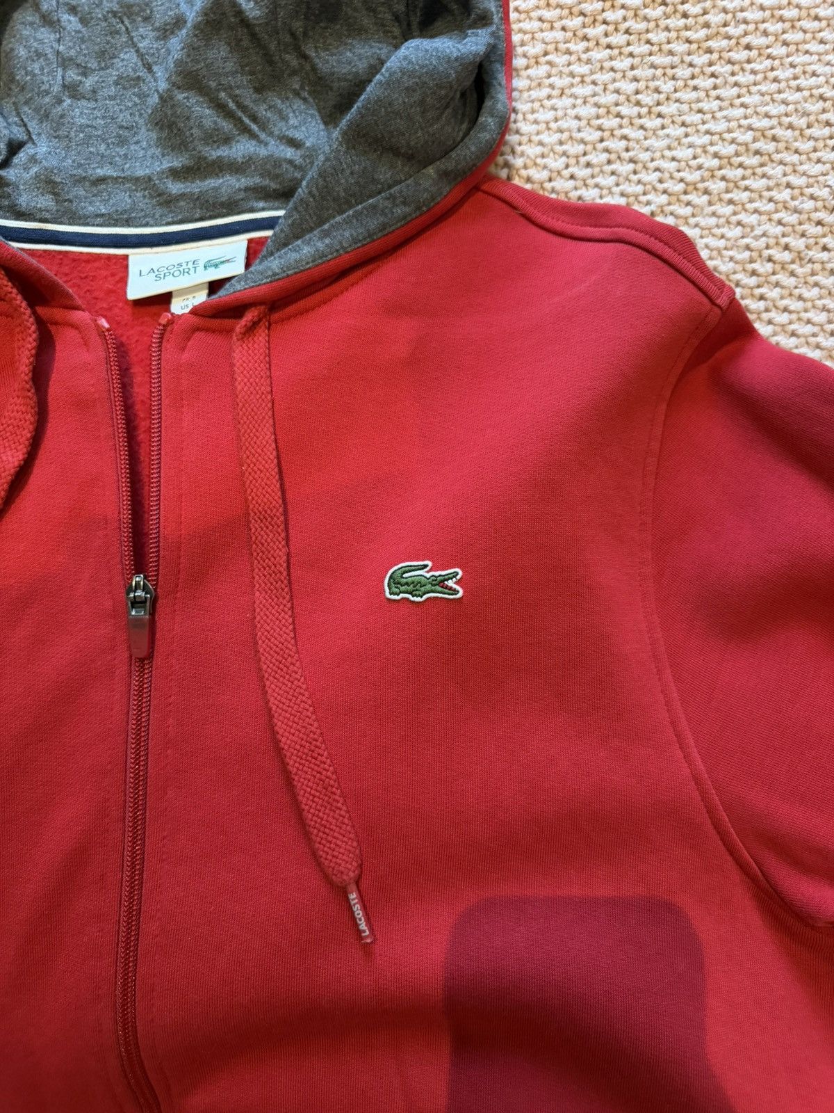 Lacoste Lacoste Red Zip-Up Hoodie – Classic Croc Logo Size US L / EU 52-54 / 3 - 3 Thumbnail