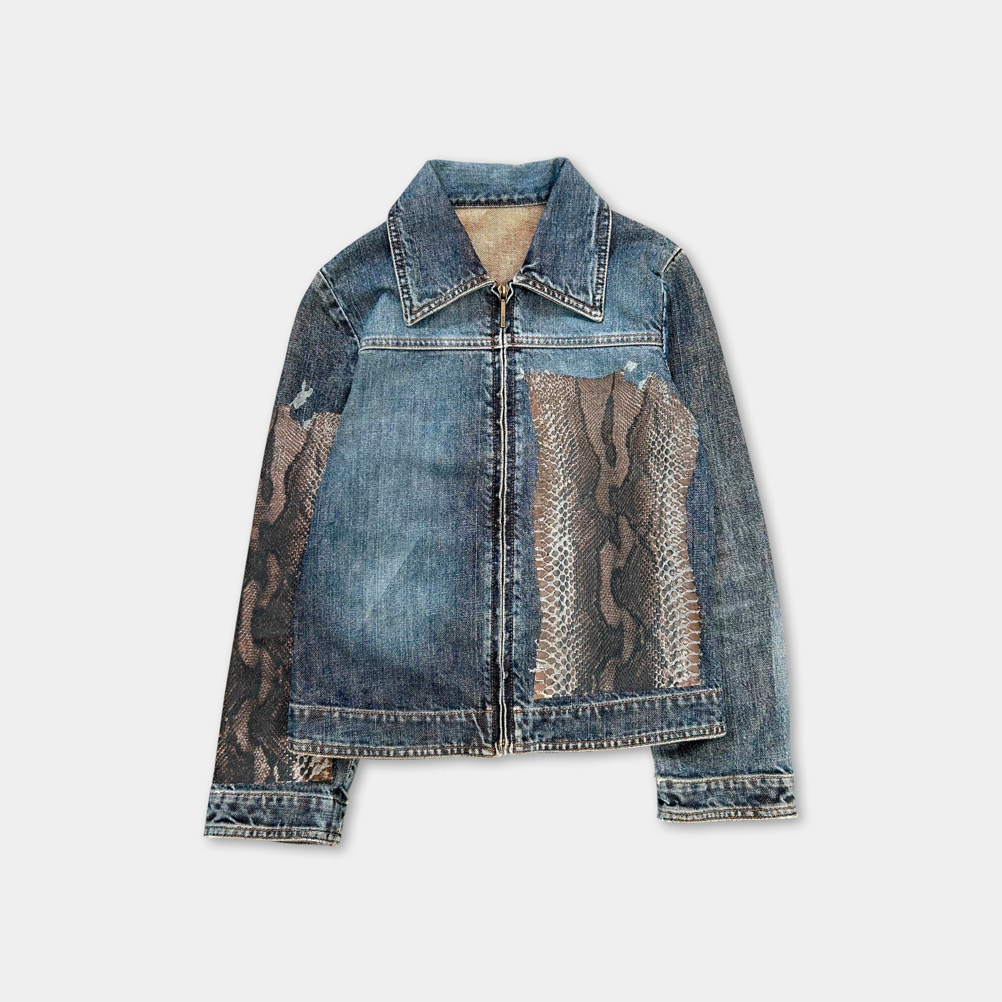 Just Cavalli Just Cavalli Snake Skin Patch Denim Jacket Size S / US 4 / IT 40 - 1 Thumbnail