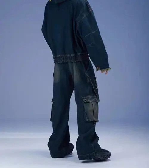 VIBE Retro Pioneer Deconstructed Pocket Washed Distressed Jeans Size US 32 / EU 48 - 6 Thumbnail