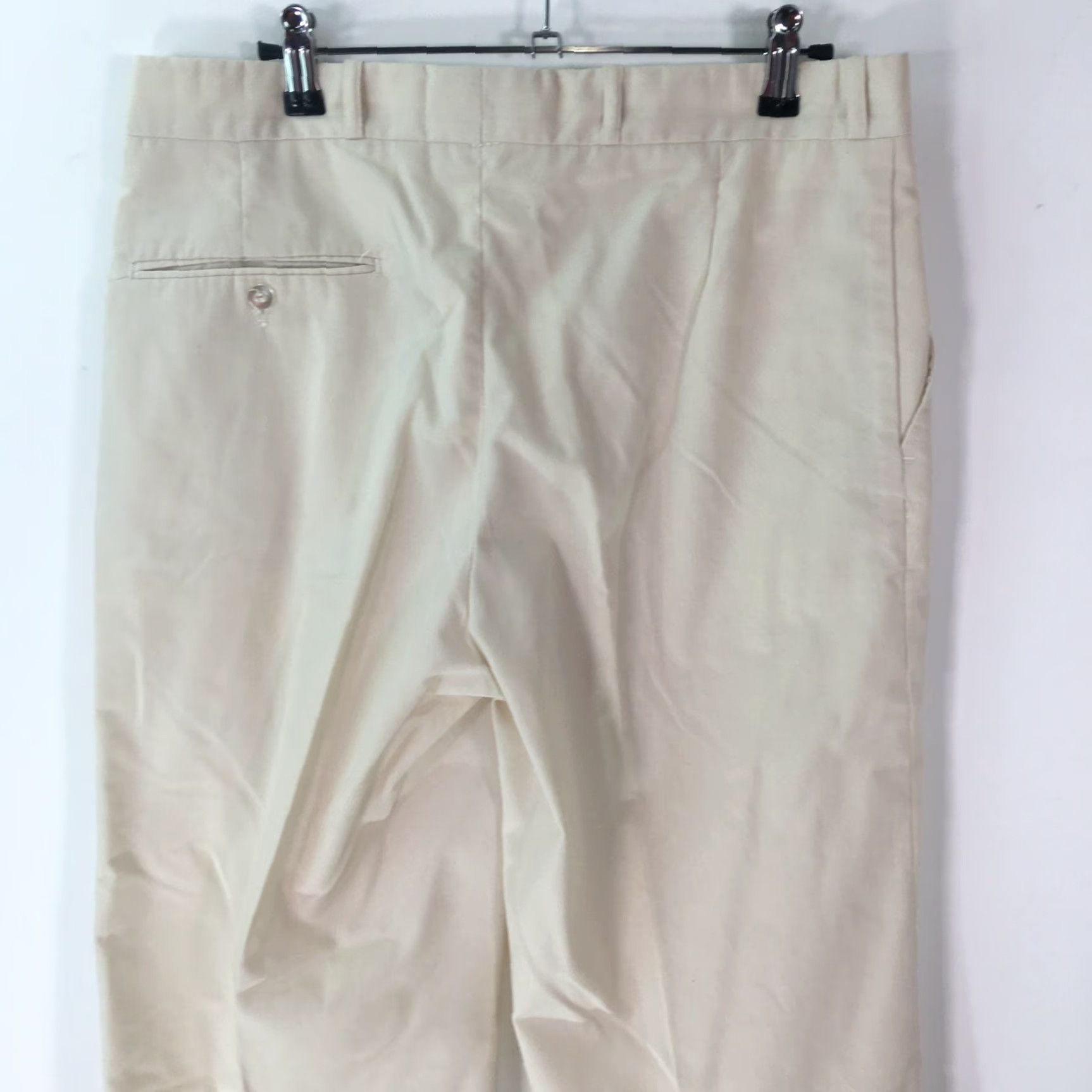 Vintage NB Mens Beige Dress Pants Flat Front Mid Rise 32X34 Regular Fit Straight Leg 34 Inseam Pants Mens NB Beige Solid Flat Front Dress Pants Size US 32 / EU 48 - 3 Thumbnail