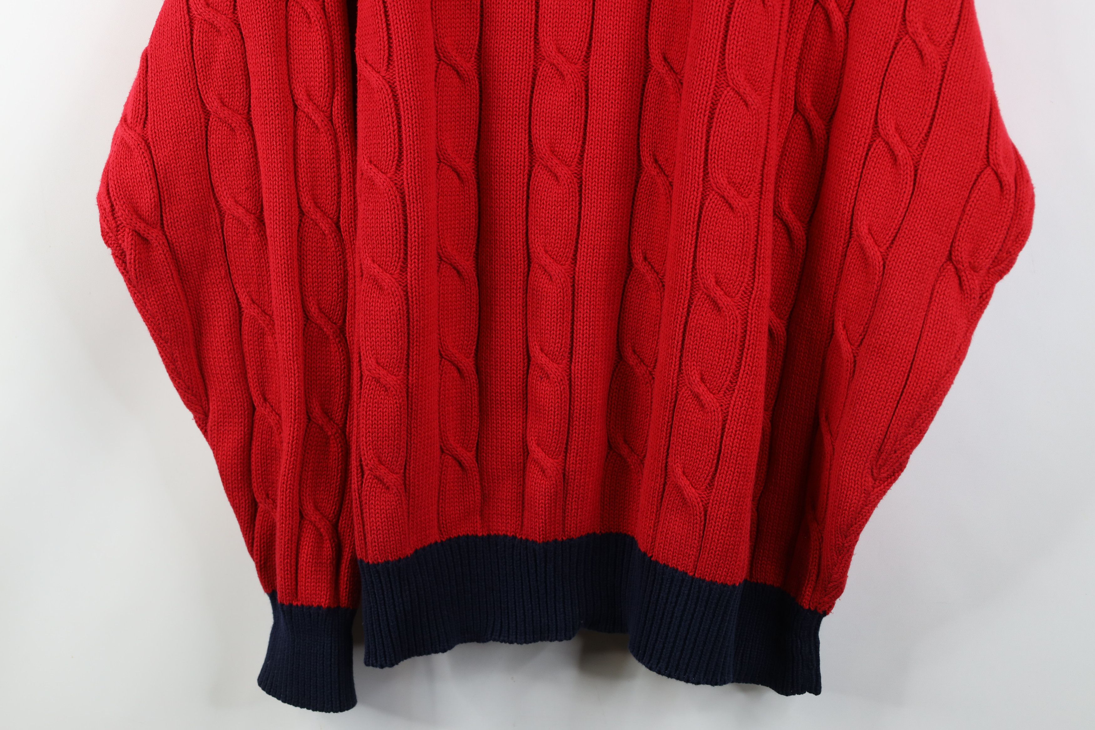 Vintage Vintage 90s Streetwear Chunky Ribbed Cable Knit Sweater Red Size US L / EU 52-54 / 3 - 3 Thumbnail
