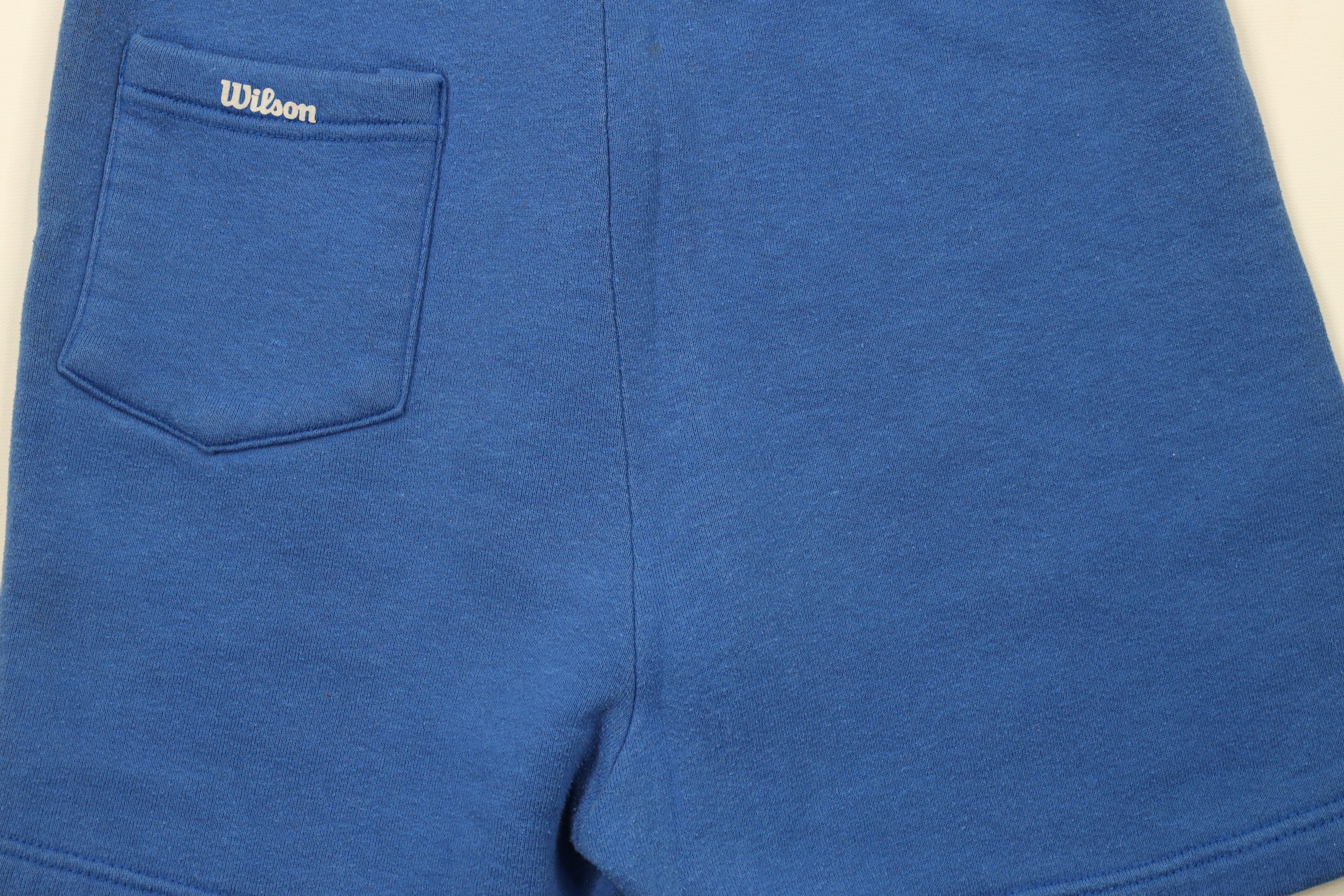 Vintage Vintage 70s Wilson Spell Out Sweatpants Shorts Blue USA Size US 32 / EU 48 - 12 Thumbnail