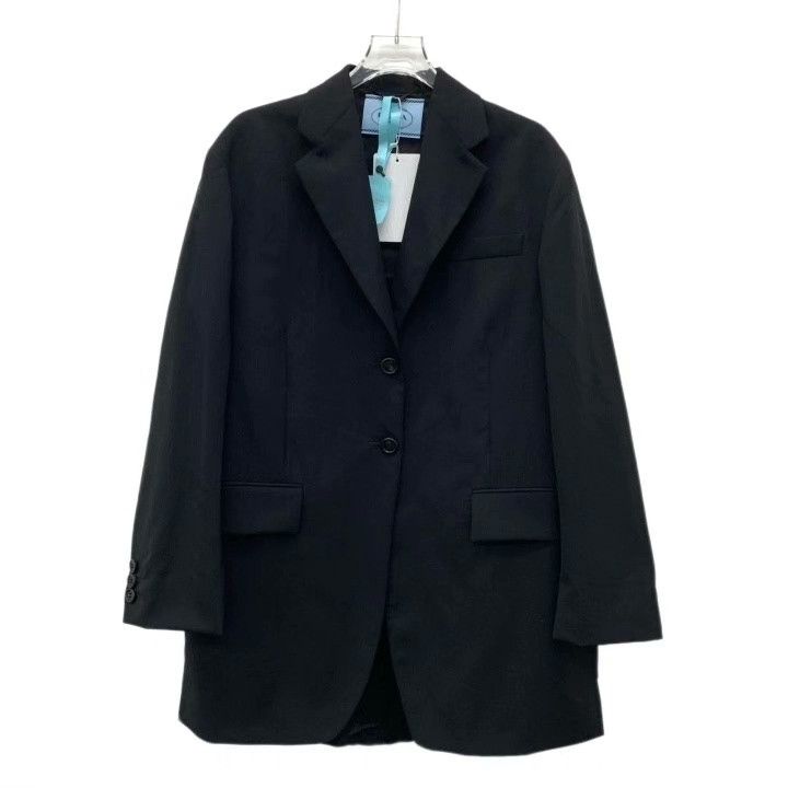 Prada Prada Black Wool Lapel Single-Breasted Blazer Size US XS / EU 42 / 0 - 1 Thumbnail