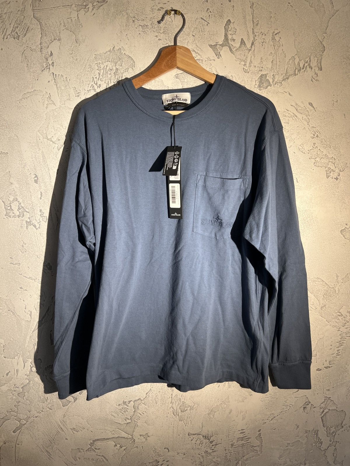 Image of Stone Island Long Sleeve T Size Small in Blue, Men's