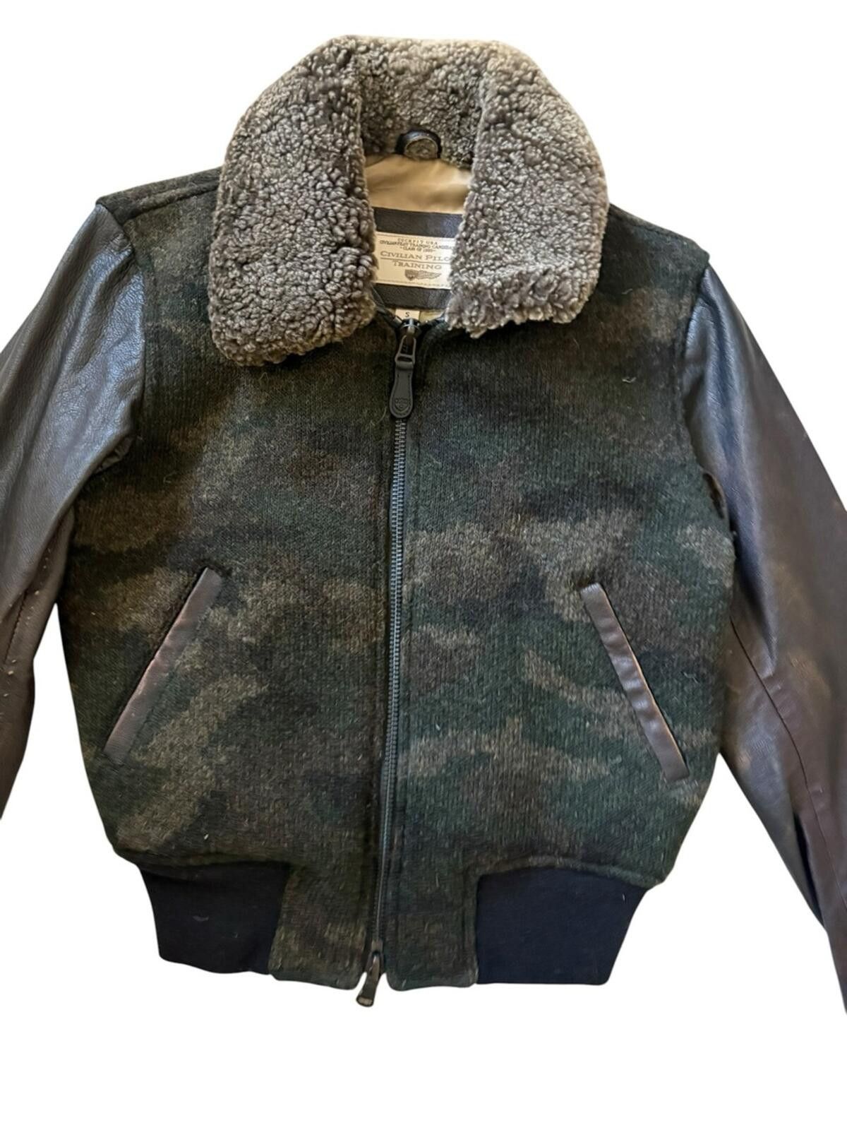 Cockpit USA Vintage Cockpit USA CPT Camo Wool Leather Bomber Jacket Size US S / EU 44-46 / 1 - 4 Thumbnail