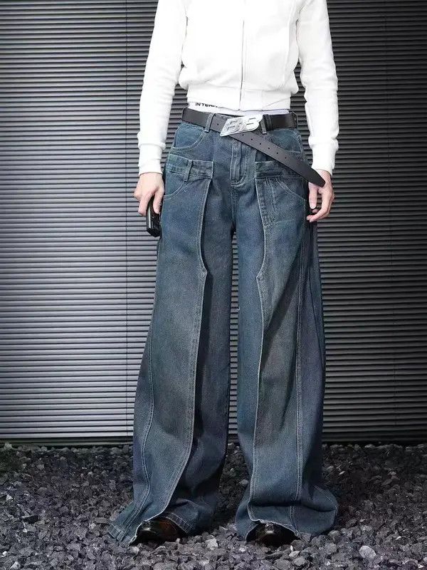 Japanese Brand VIBE Niche deconstructed patchwork baggy straight jeans Size US 32 / EU 48 - 3 Thumbnail