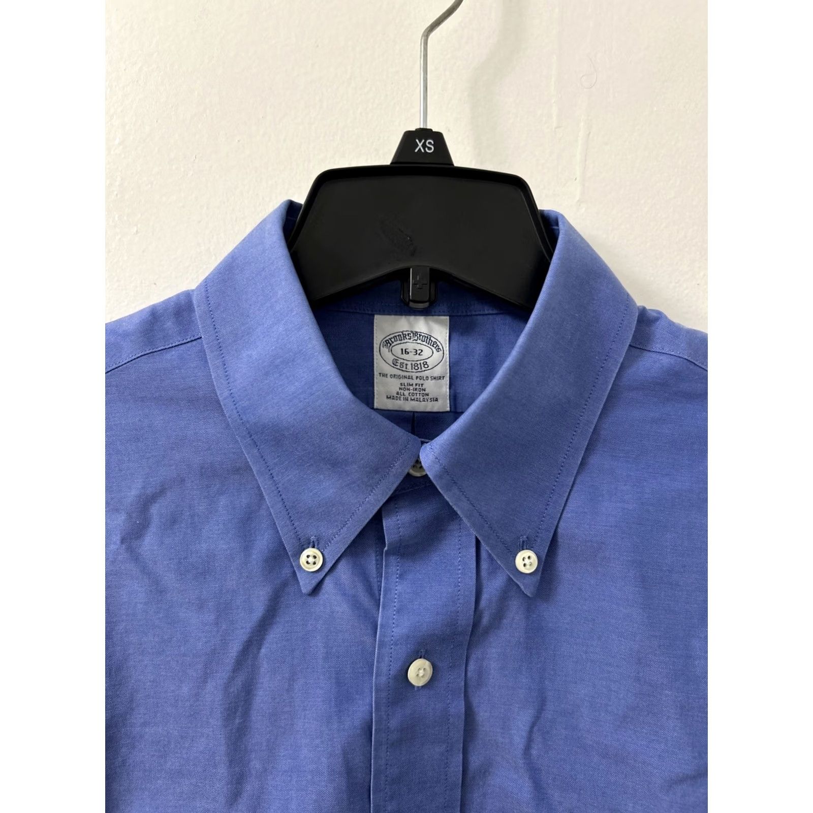 Brooks Brothers Brooks Brothers Original Polo Shirt Dress Shirt Mens 16 Blue Oxford Slim Fit Non Iron L/S Size US L / EU 52-54 / 3 - 5 Thumbnail