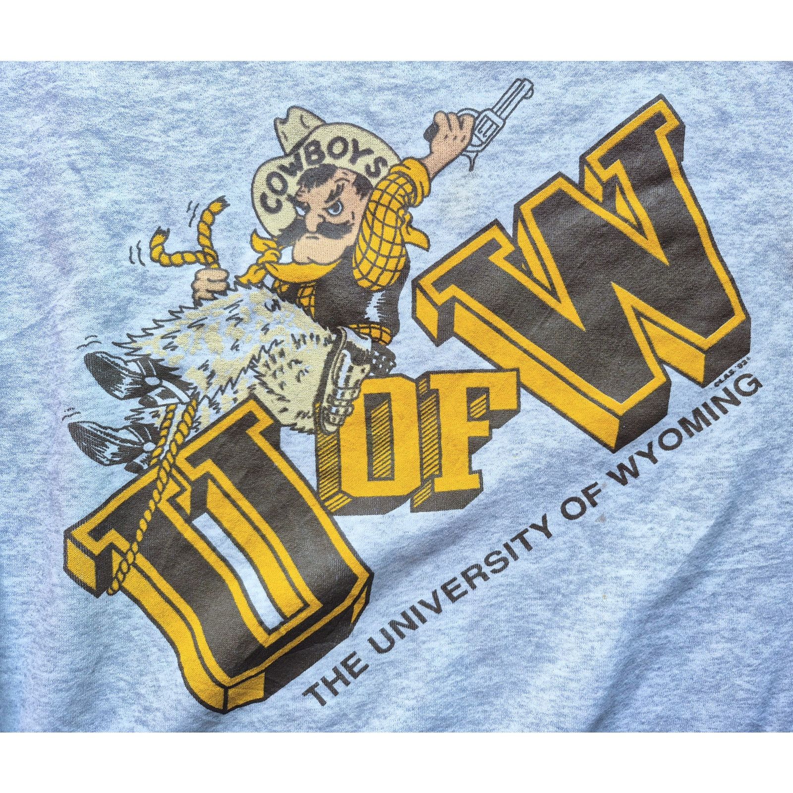 NCAA × Starter Wyoming Cowboys 90s crew PISTOL Pete M gold University vtg Size US M / EU 48-50 / 2 - 2 Thumbnail