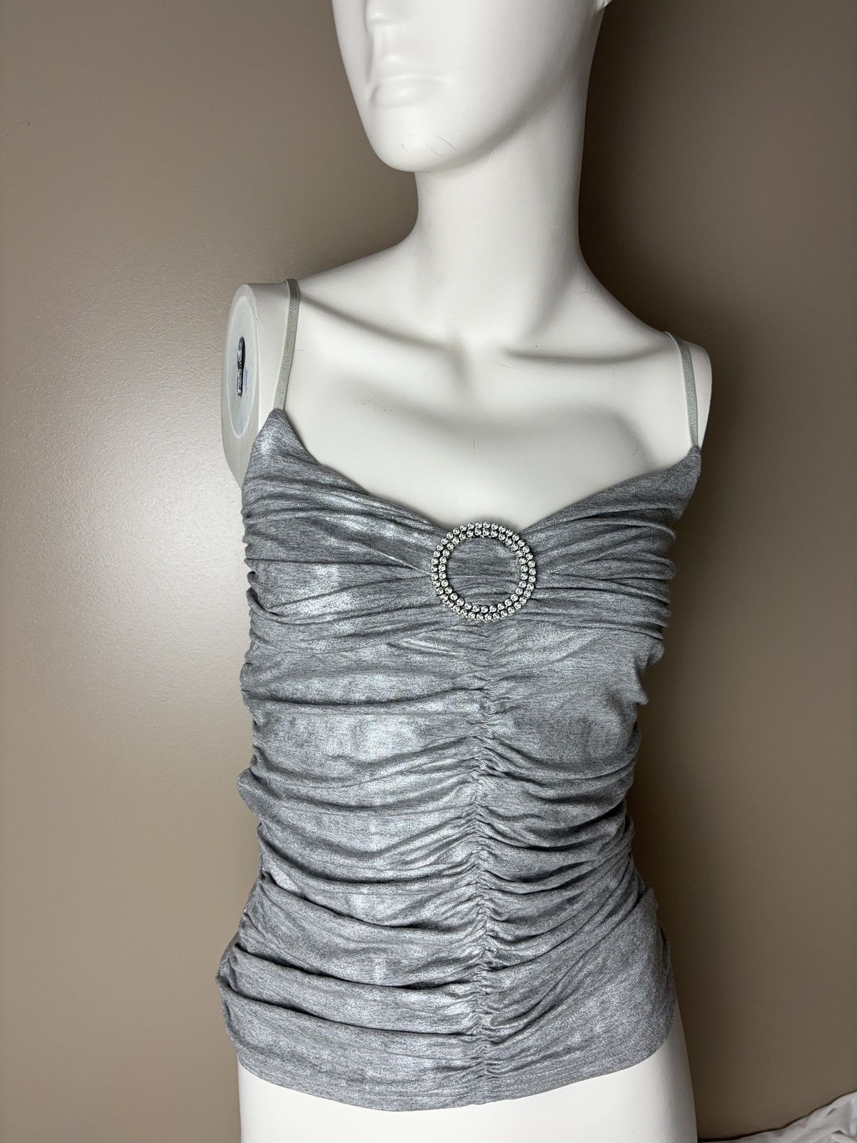Vintage Glamour sexy silver tank top coquette style Size XS / US 0-2 / IT 36-38 - 4 Thumbnail