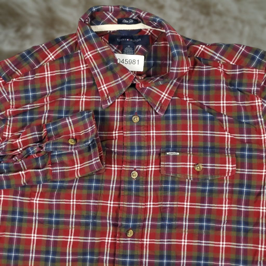 Tommy Hilfiger Tommy Hilfiger Shirt Mens Medium Red Plaid Button-Up Long Sleeve Casual Mens Size US M / EU 48-50 / 2 - 1 Thumbnail