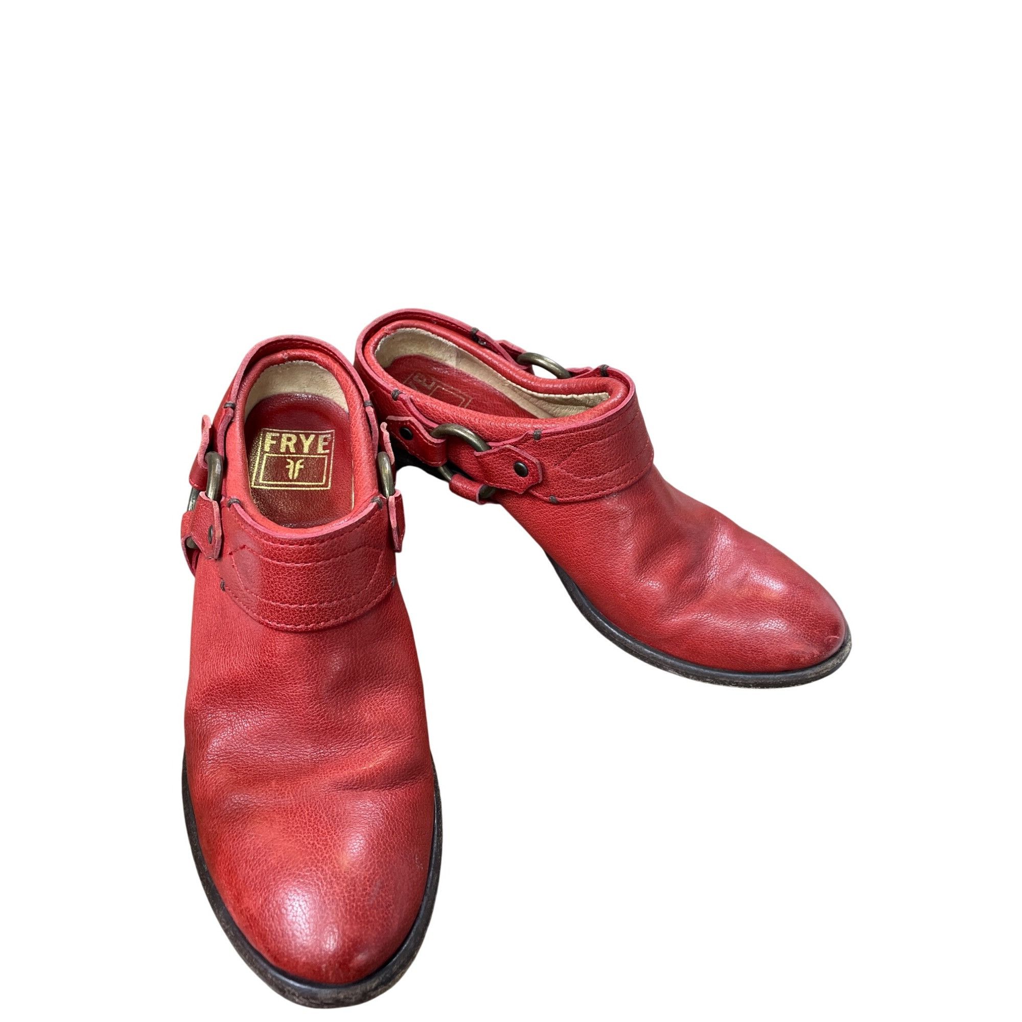 Frye Frye Vintage womans Leather Red Harness Mules Booties shoes Size US 7 / IT 37 - 22 Thumbnail