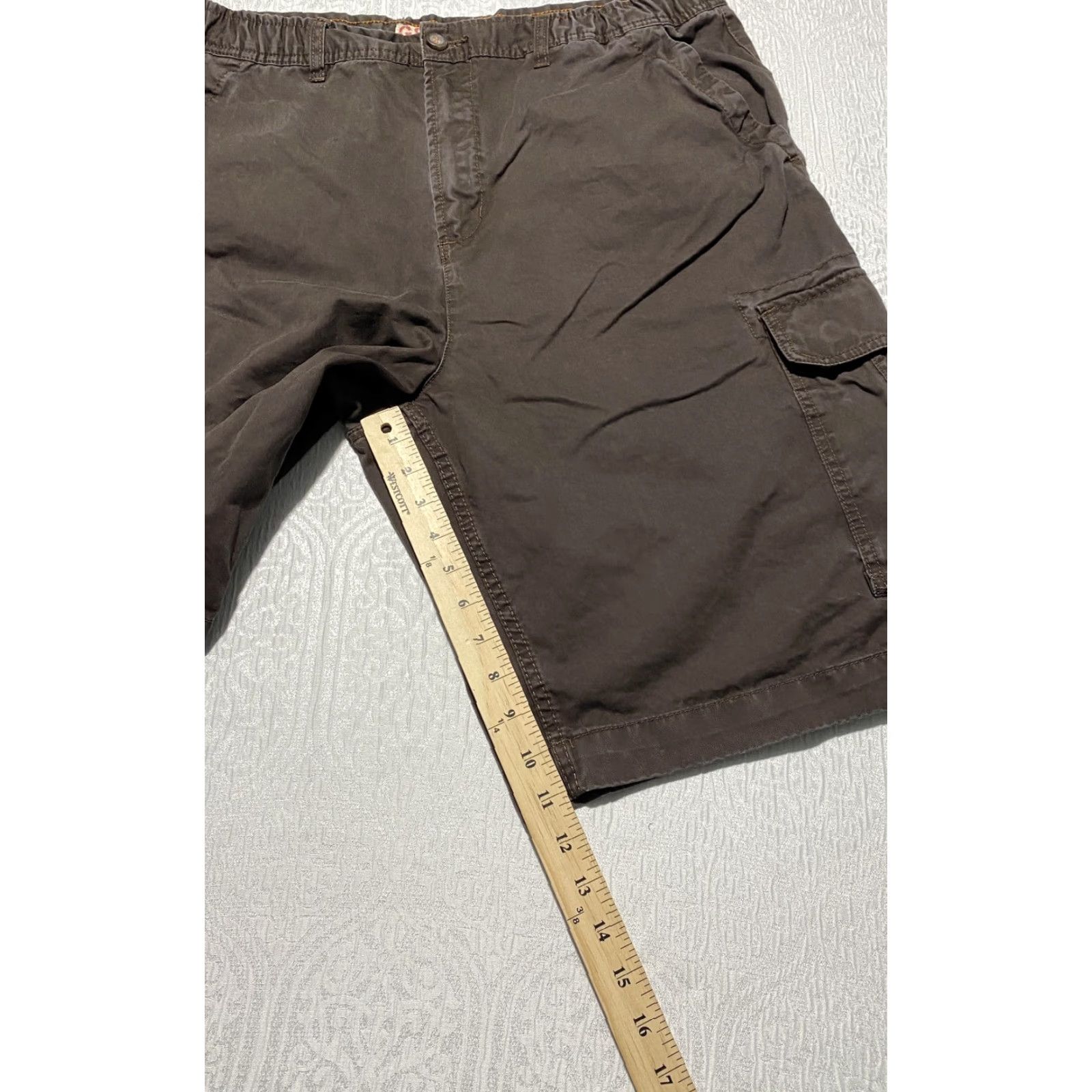Vintage G&M Cargo Shorts Mens 40 Brown Relaxed Fit Canvas Pockets Cargo Pocket Front Flat Front Zip Fly Elastic Waist Size US 40 / EU 56 - 5 Thumbnail