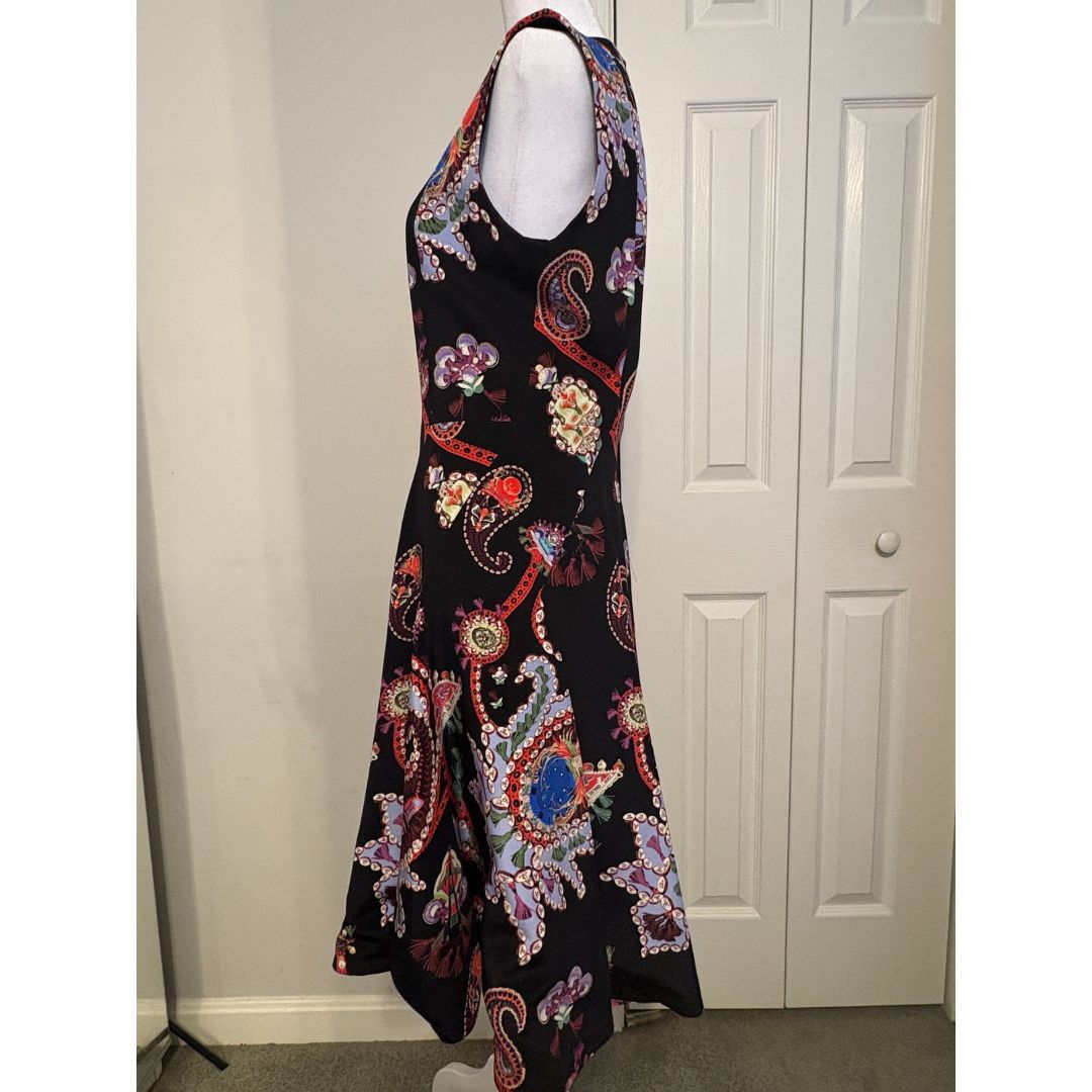Mary Katrantzou Mary Katrantzou Black Silk Printed Ruffle A-Line Dress Size M / US 6-8 / IT 42-44 - 6 Thumbnail