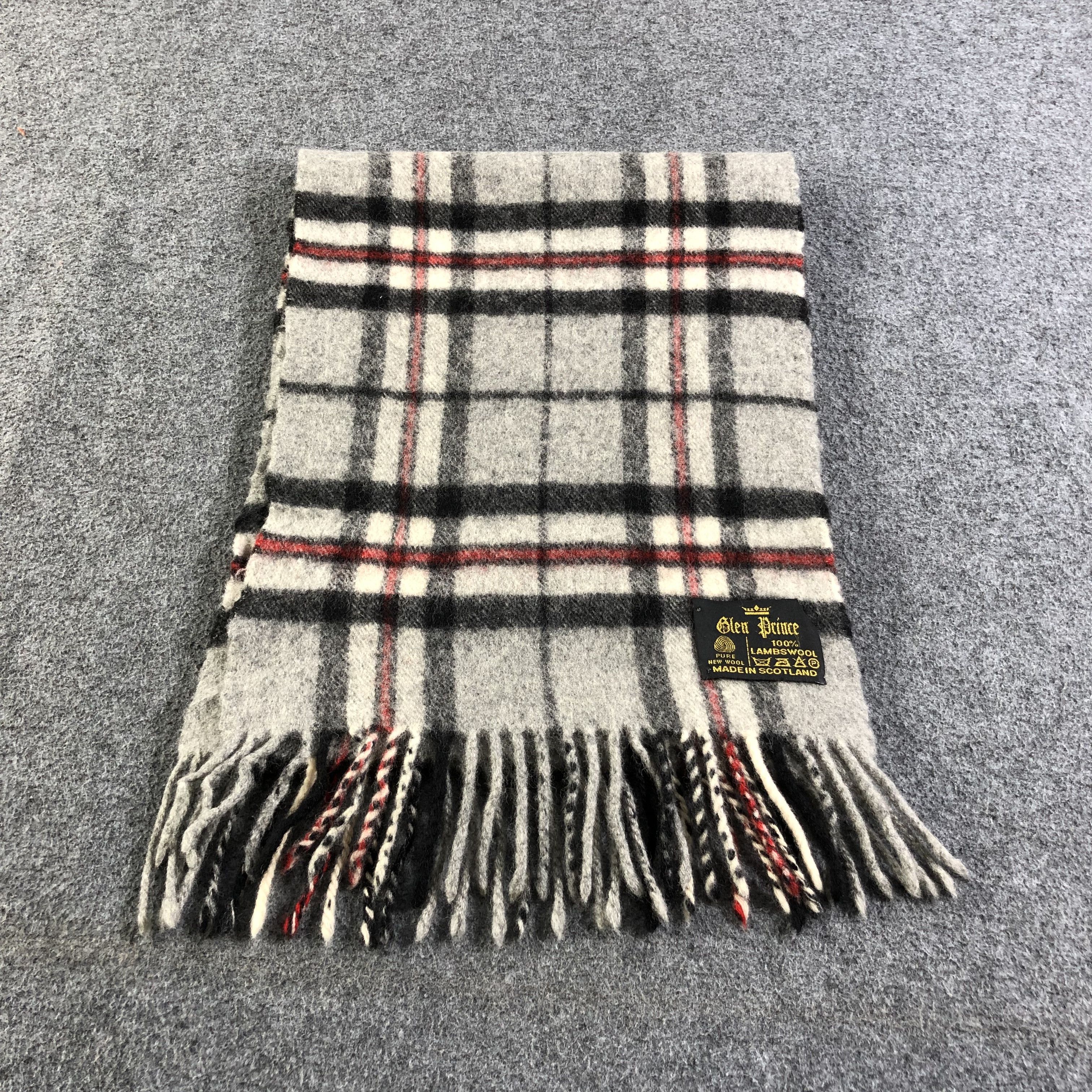 Vintage Glen Prince Grey Tartan Wool Scarf Muffler V1347 Size ONE SIZE - 2 Thumbnail
