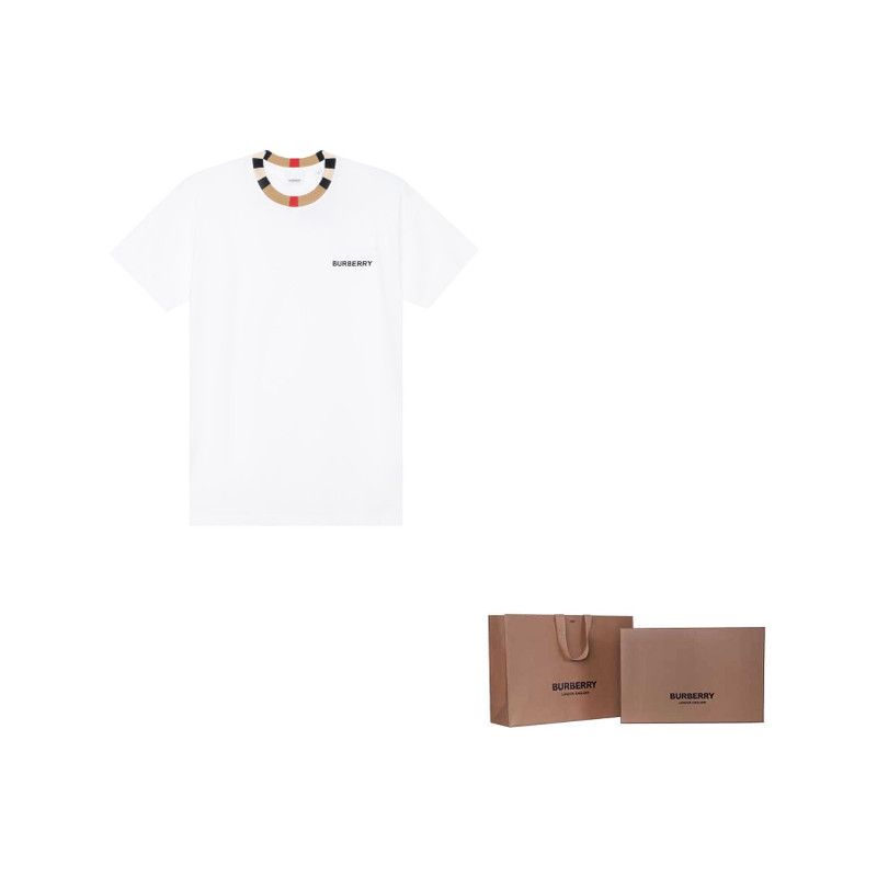 Burberry Burberry White Logo Embroidered Crew Neck T-Shirt 0079 Size US S / EU 44-46 / 1 - 1 Thumbnail