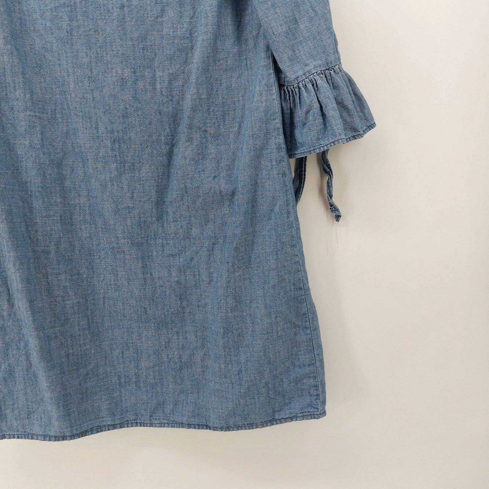 J.Crew J Crew Blue Denim Dress Size 2 Bell Sleeves V-Neck Spring Size XS / US 0-2 / IT 36-38 - 8 Thumbnail