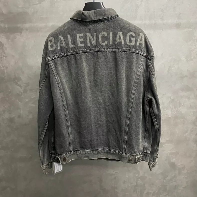 Balenciaga Balenciaga Black and grey printed logo denim jacket Size US M / EU 48-50 / 2 - 2 Thumbnail