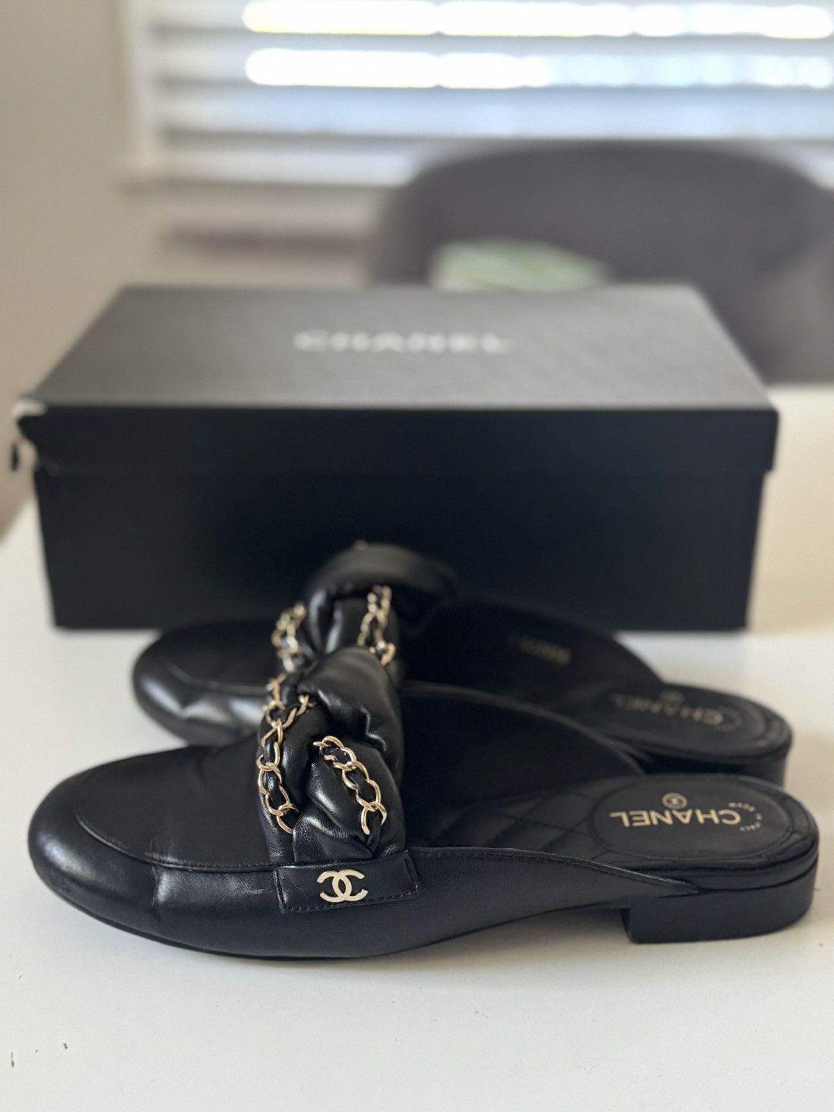 Chanel Authentic CHANEL Lambskin Chain Braided Mules quilted shoes Size US 7 / IT 37 - 5 Thumbnail