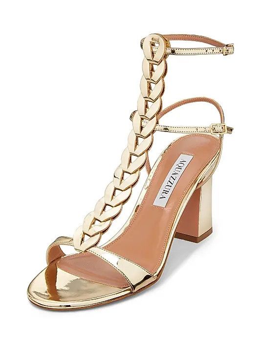 Aquazzura os11x1225 Destiny 85MM Metallic Leather Gladiator Sandals Size US 7 / IT 37 - 2 Thumbnail