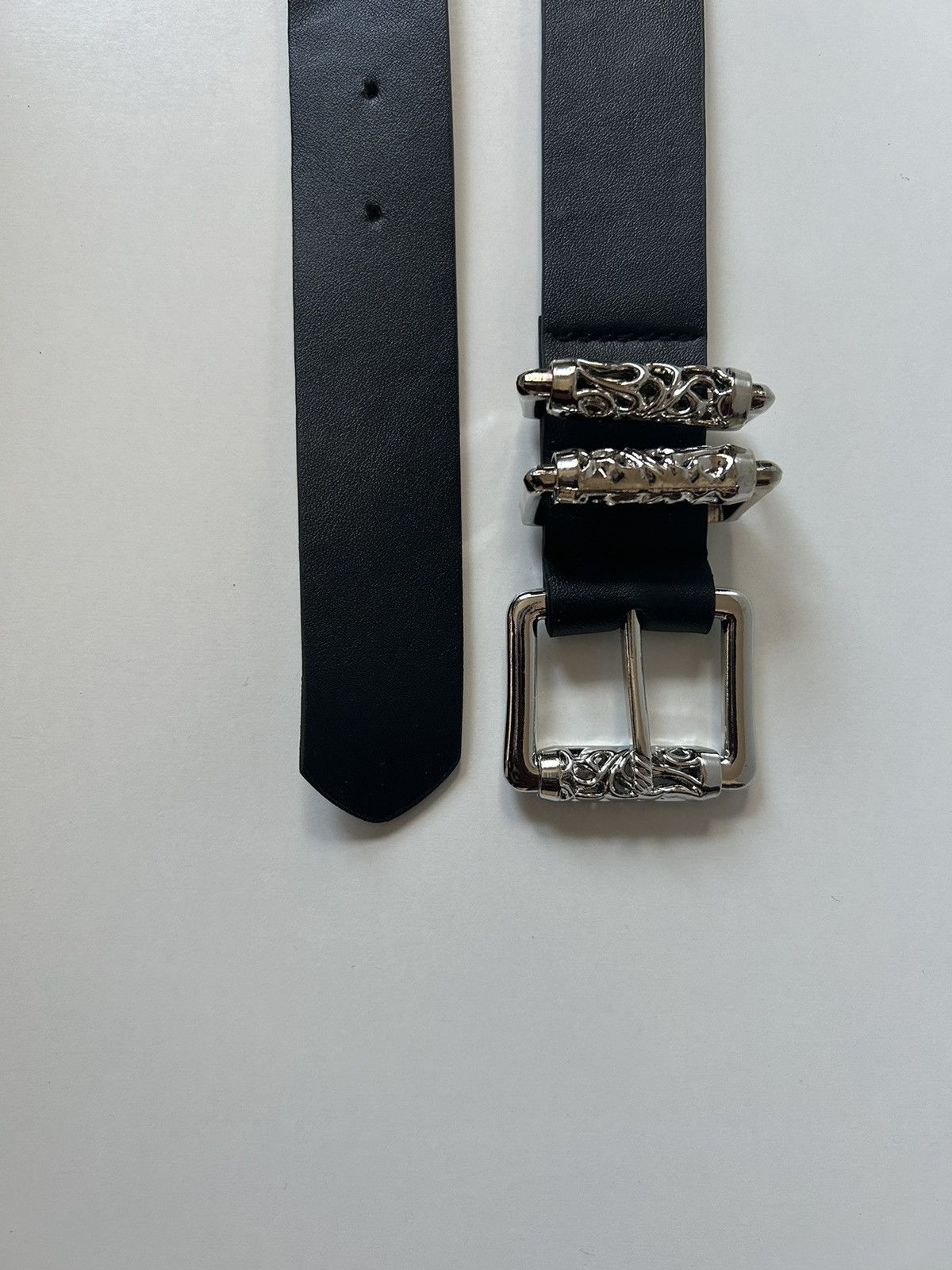 Japanese Brand × Vintage Y2K 2000s Silver cross futuristic black roller belt Size ONE SIZE - 4 Thumbnail