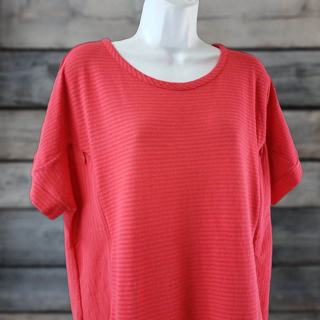 Gap Gap Womens Maternity Dress Sz Large Pink Short Sleeve Side Zips Cotton Blend Size 36" / US 14 / IT 50 - 1 Thumbnail