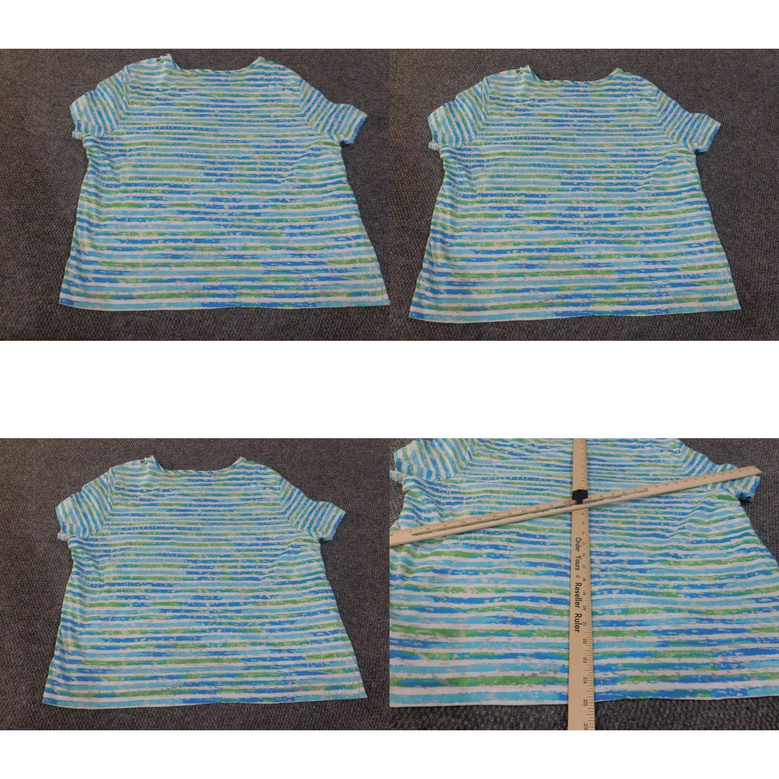Vintage Alfred Dunner Blouse Shirt 3X Women Blue Geometric Short Sleeve Pullover Stretch Casual Lace Geometric Pattern Basic Classic Vintage: No Size XXL / US 16-18 / IT 52-54 - 8 Thumbnail