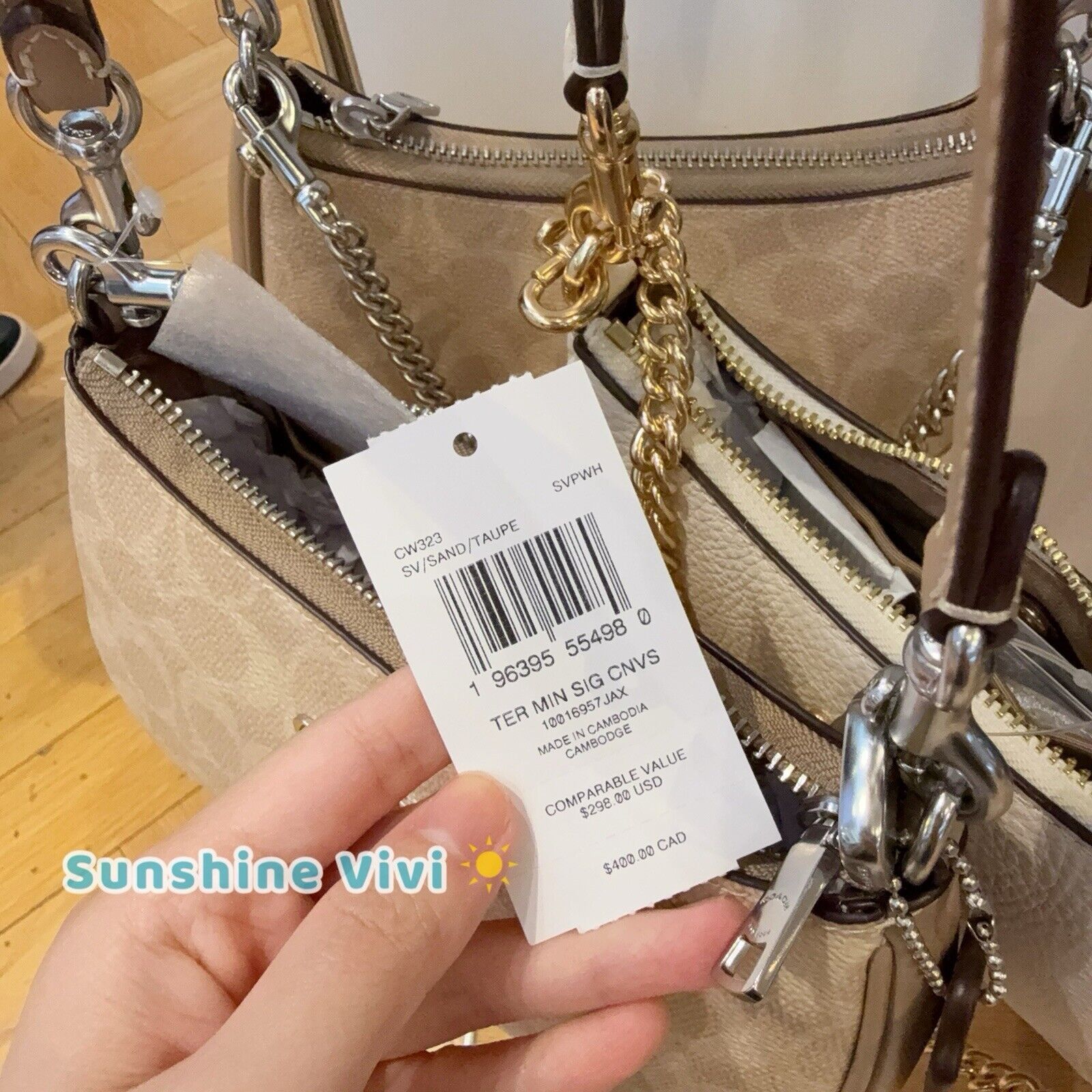 Coach NWT Coach Teri Mini Crossbody Bag cw323 Silver/Sand/Taupe Size ONE SIZE - 4 Thumbnail