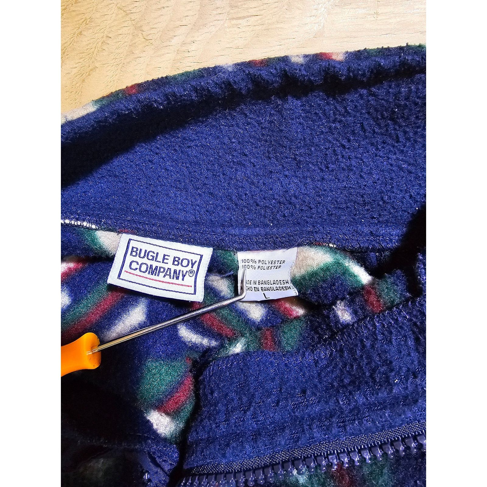 Bugle Boy 90s Bugle Boy Fleece Jacket Blue Sz L Geometric Aztec Size US L / EU 52-54 / 3 - 3 Thumbnail