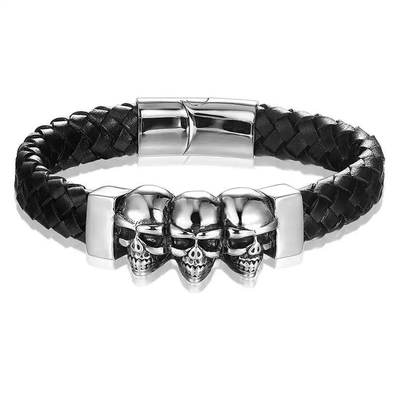 Jewelry Skull Strap Bracelet Goth Punk Chrome Jewelry Size ONE SIZE - 3 Thumbnail