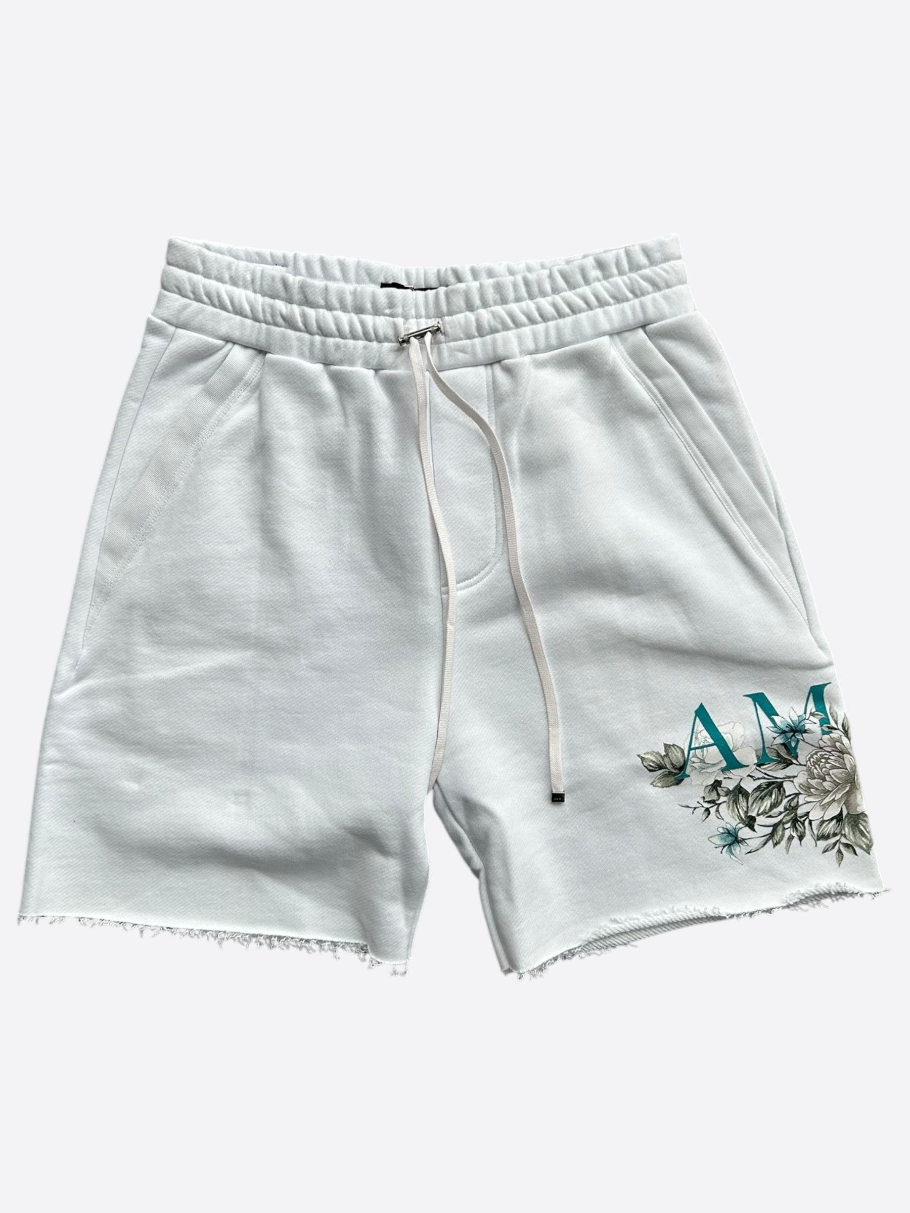 Amiri Amiri White Floral Logo Shorts Size US 32 / EU 48 - 1 Thumbnail