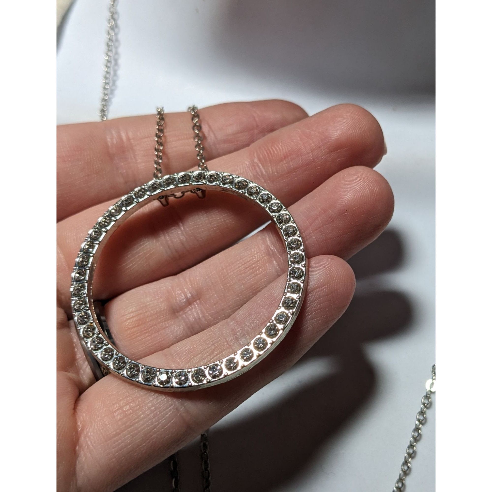 Other Silver Rhinestone Open Circle Pendant Necklace Size ONE SIZE - 7 Thumbnail