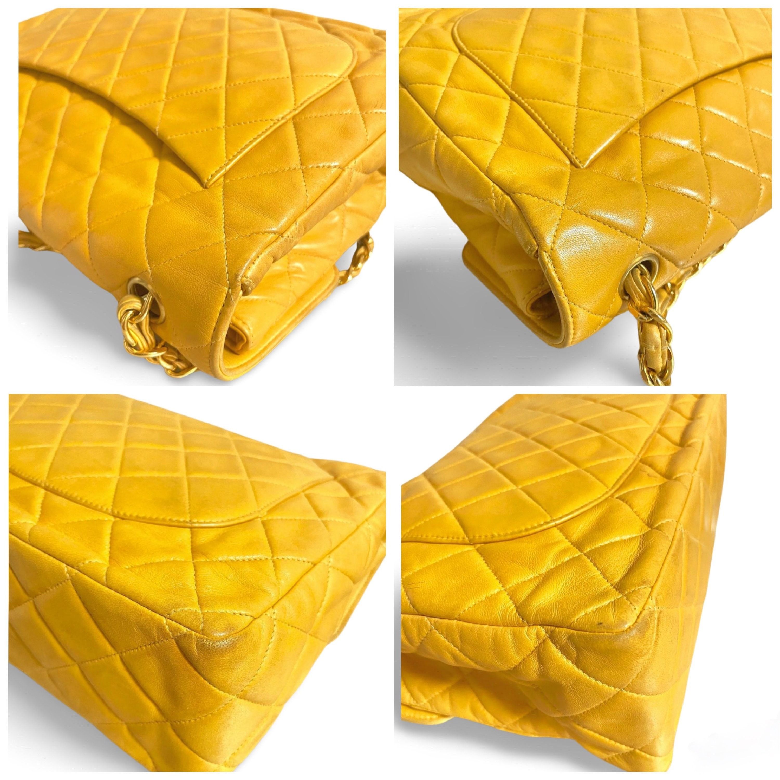 Chanel Vintage Chanel 2.55 bag, large size shoulder bag in yellow Size ONE SIZE - 6 Thumbnail
