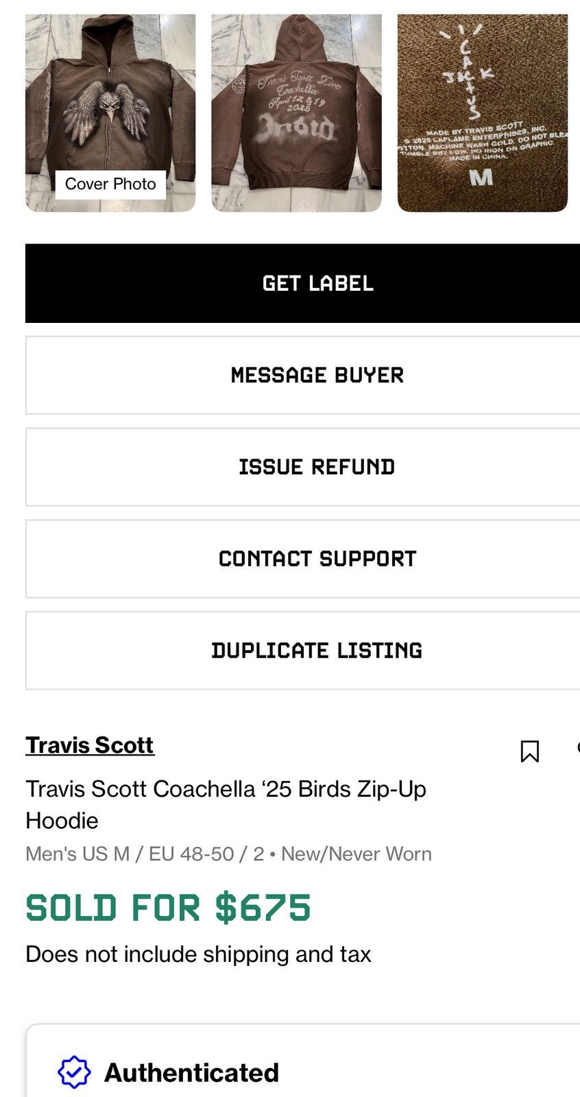 Travis Scott Travis Scott Coachella ‘25 Birds Zip-Up Hoodie Size US L / EU 52-54 / 3 - 4 Thumbnail
