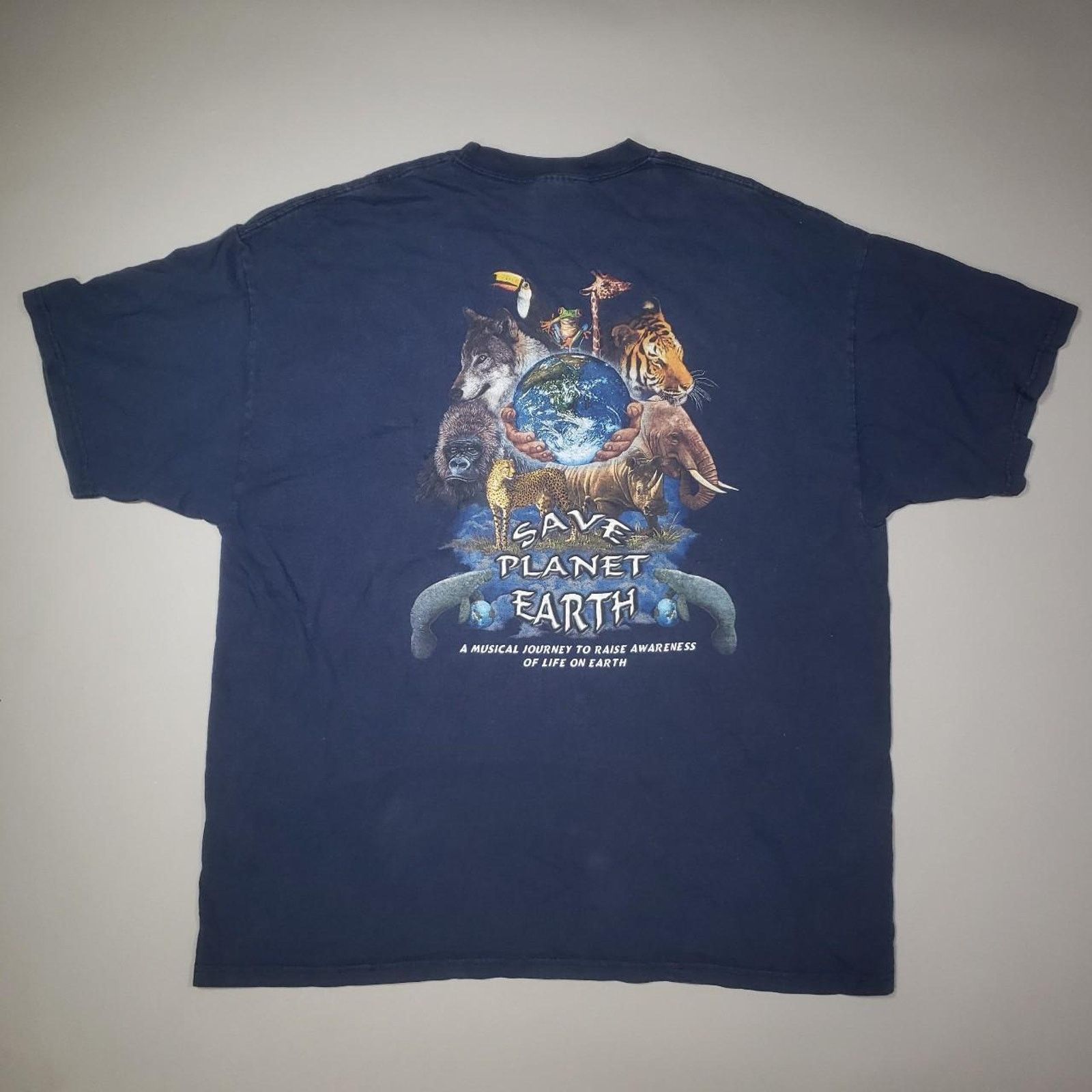 Vintage Vintage 90s Hanes Save the Planet Tee Mens 2X-Large Size US XXL / EU 58 / 5 - 5 Thumbnail
