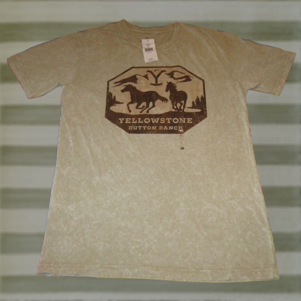 Vintage YELLOWSTONE DUTTON RANCH T Shirt NEW Men's Medium 2020-2029 Beige Cotton Graphic Print Cowboy USA LGBP Mens Size US M / EU 48-50 / 2 - 1 Thumbnail