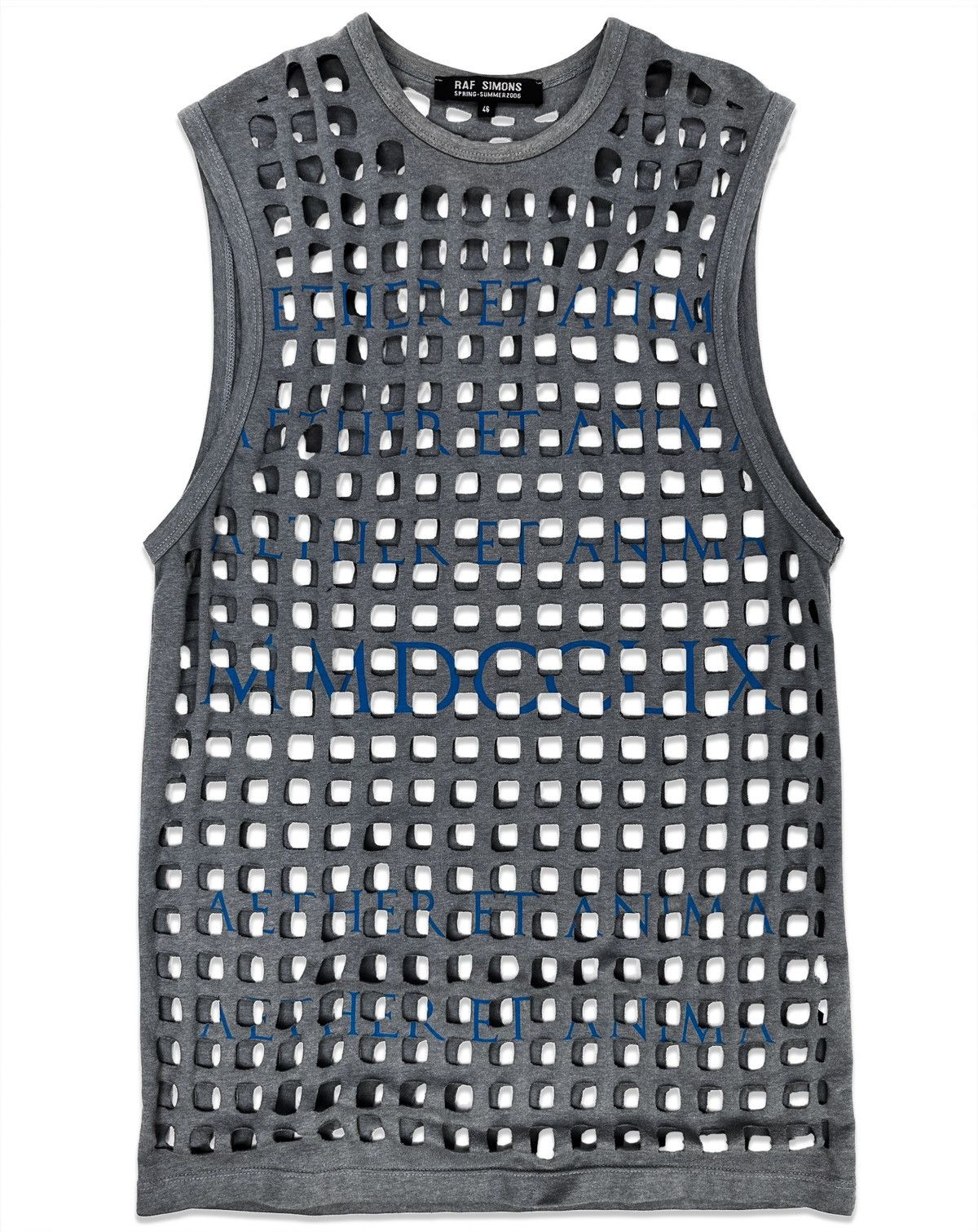 image of Ss06 Raf Simons “Icarus Surgit” Mmdcclix Laser Cut Tank-Top in Grey, Men's (Size Small)