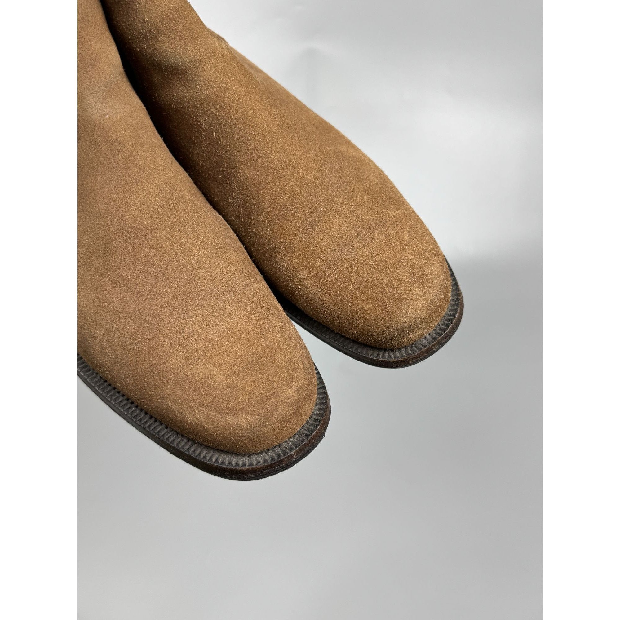 Prada Prada Vintage Khaki Suede Chelsea Boots (Y1169) Size US 9 / EU 42 - 4 Thumbnail