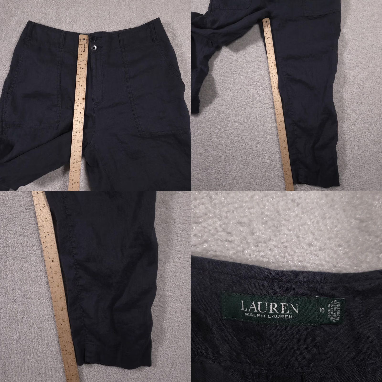 Ralph Lauren Lauren Ralph Lauren Pants Womens 10 Navy Linen High Rise Ankle Tapered Leg Size 32" / US 10 / IT 46 - 8 Thumbnail