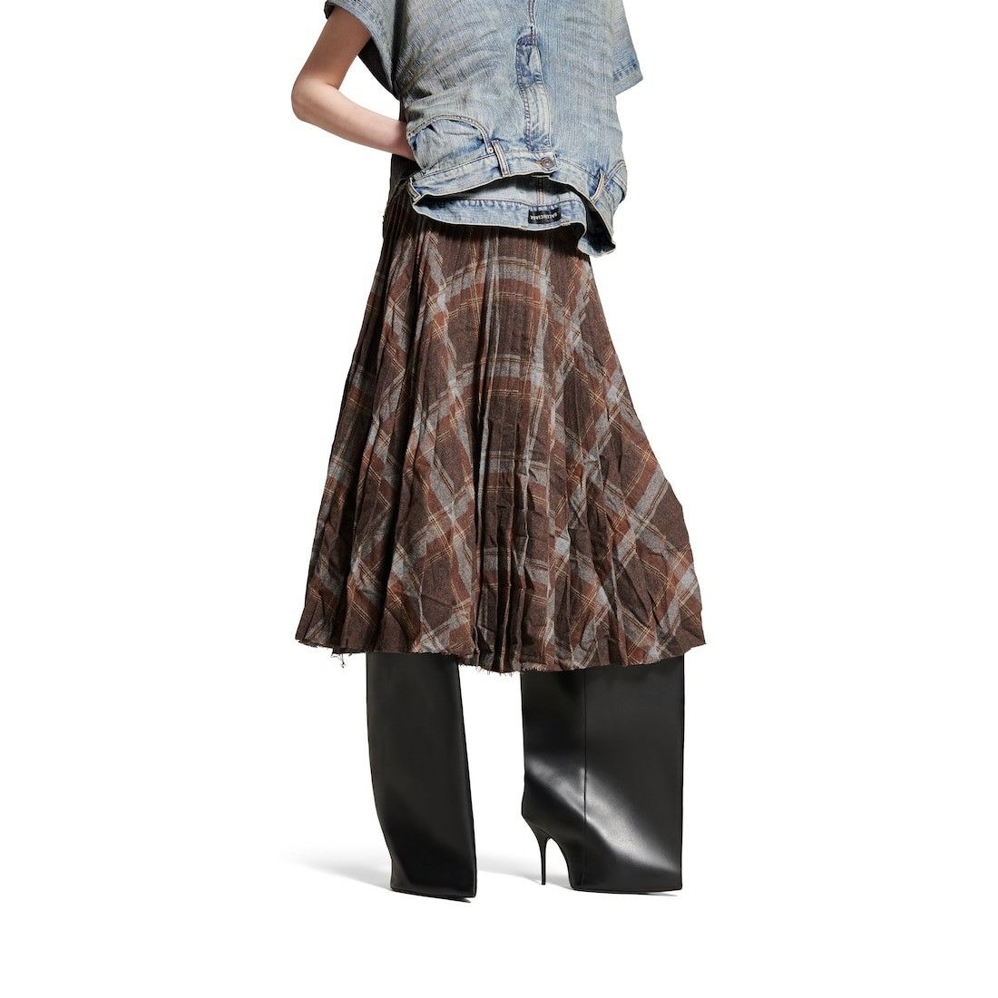 Balenciaga o1tr1nto0526 Creased Pleated Skirt in Multicolor Size 25" / US 0 / IT 36 - 4 Thumbnail