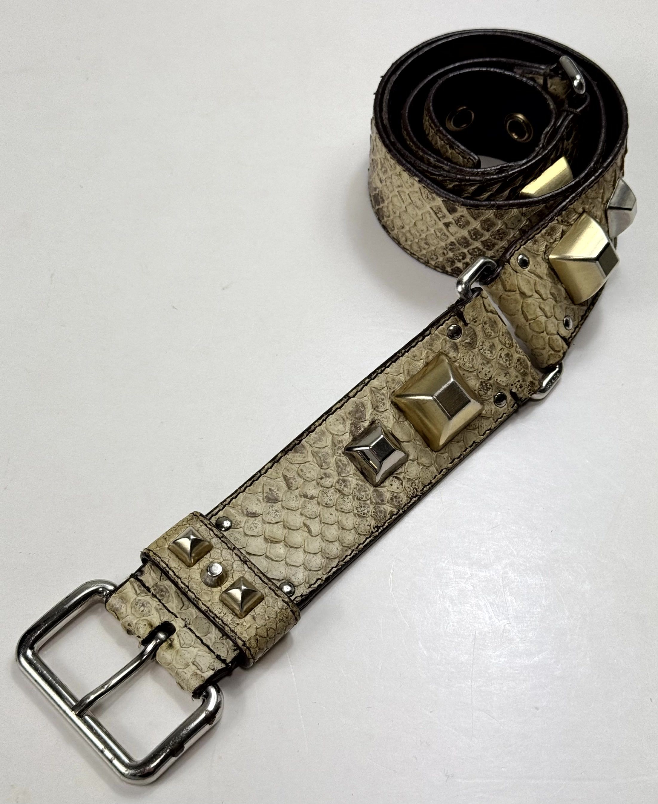 Prada Prada Python Snakeskin Studded Y2K Rockstar Belt Size 90/36 Size ONE SIZE - 1 Thumbnail