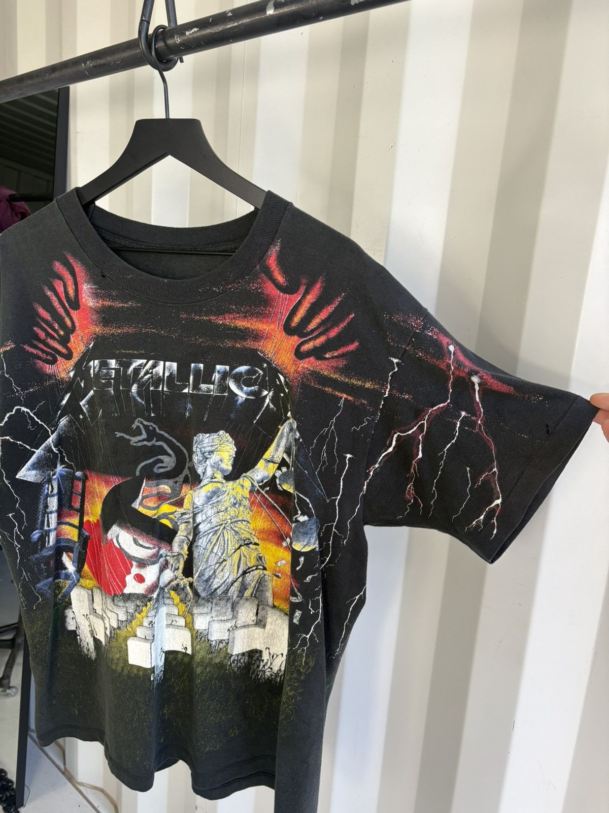 Band Tees Thrashed 91 Metallica AOP Faded Distressed Shirt GRUNGE Band Size US XL / EU 56 / 4 - 2 Thumbnail