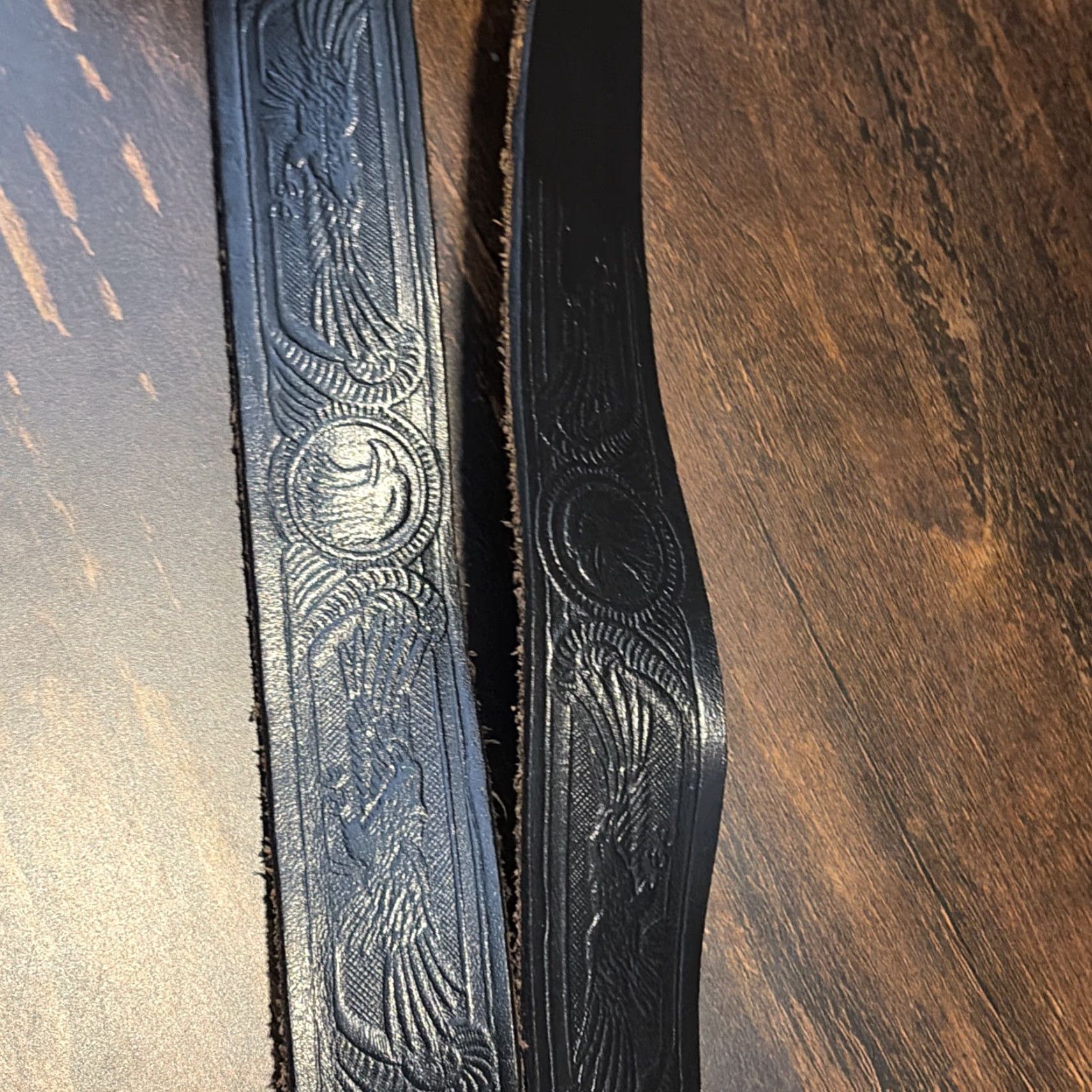 Vintage VINTAGE Motorcycle Belt Black Engrained Leather Pewter Buckle Live To Ride 38-40 Men? Women? Size ONE SIZE - 7 Thumbnail