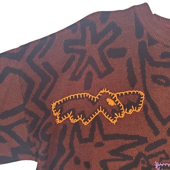 FALKE Vintage Sweater RARE Retro Embroidered Graphics Falke by Jef Size L / US 10 / IT 46 - 5 Thumbnail