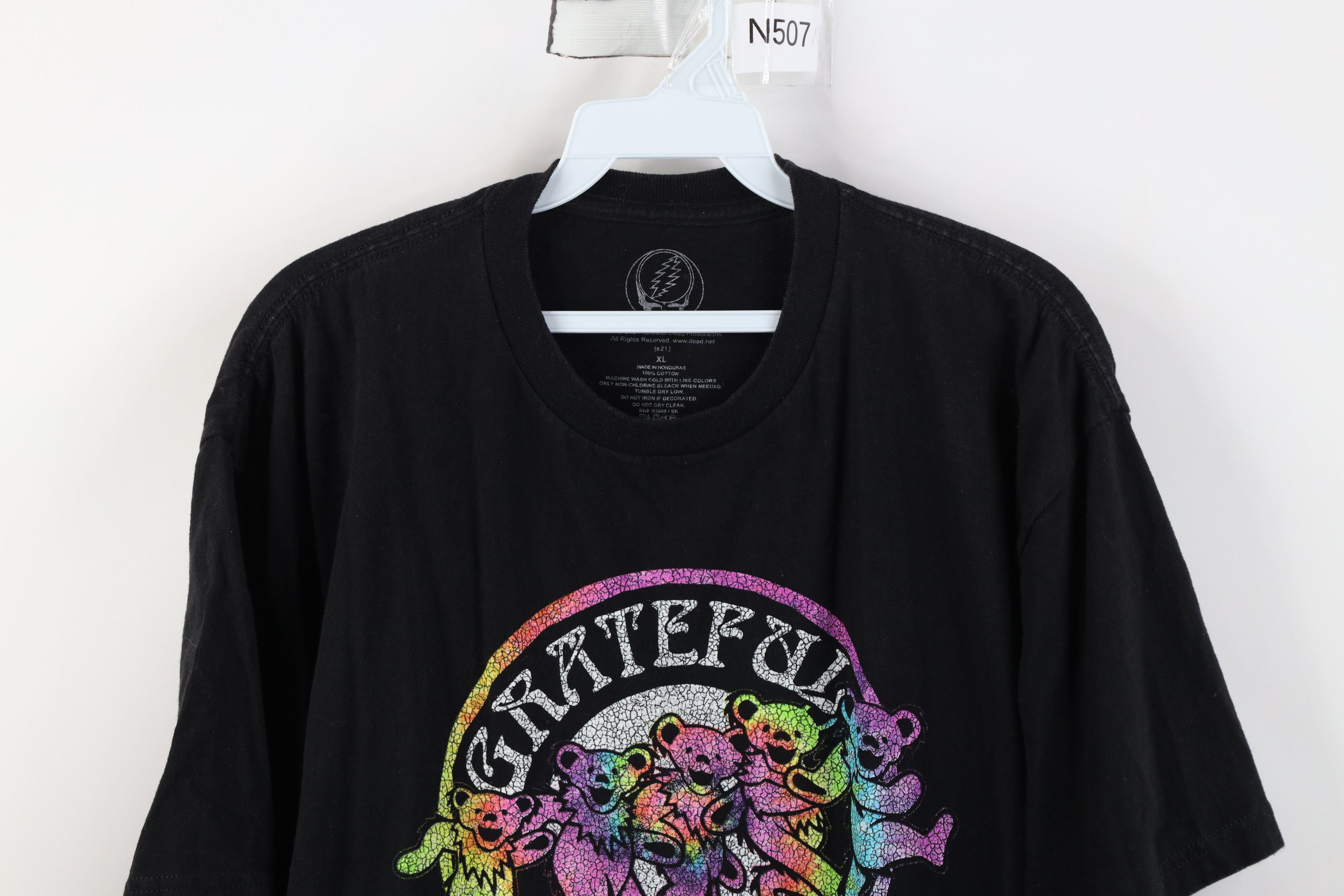 Vintage Retro Y2K Rainbow Bear Grateful Dead Band T-Shirt Black Size US XL / EU 56 / 4 - 2 Thumbnail