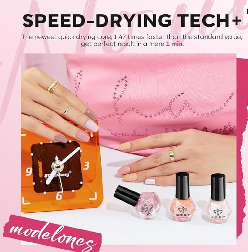 NBDN Nobrandedon Nail Polish 6 Colors Hot Pink White Nude Pink Shimmer Size ONE SIZE - 6 Thumbnail