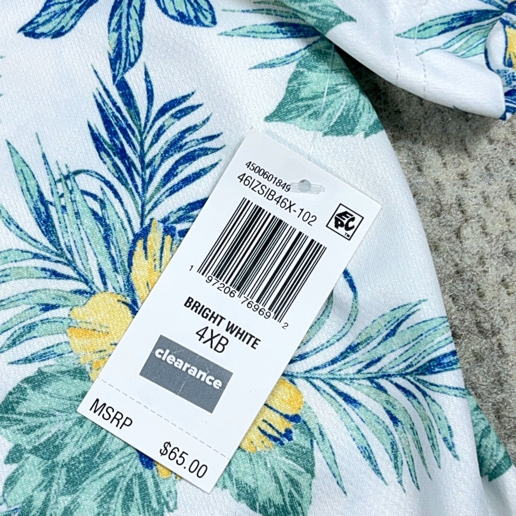 Izod VINTAGE IZOD Saltwater Polo Shirt Men 4XB White Green Floral Performance Hula Golf Camp Size US XXL / EU 58 / 5 - 2 Thumbnail